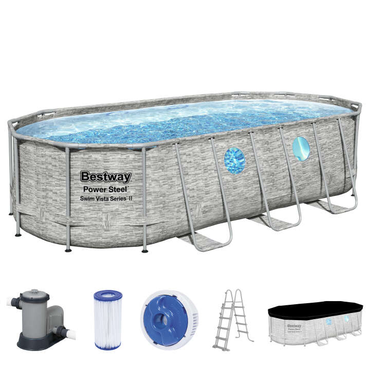 Bestway Power Steel Swim Vista Series Frame Pool Komplett-Set 549 x 274 x 122 cm